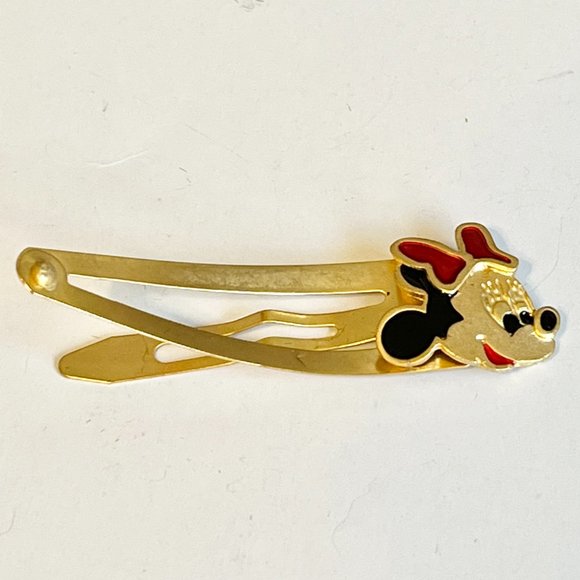 Vintage Disney Minnie Mouse Hair Barrettes Gold Tone 90's Girls Womens - Picture 3 of 8